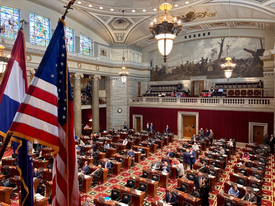 Members of the Missouri House gather to debate legislation on Monday.