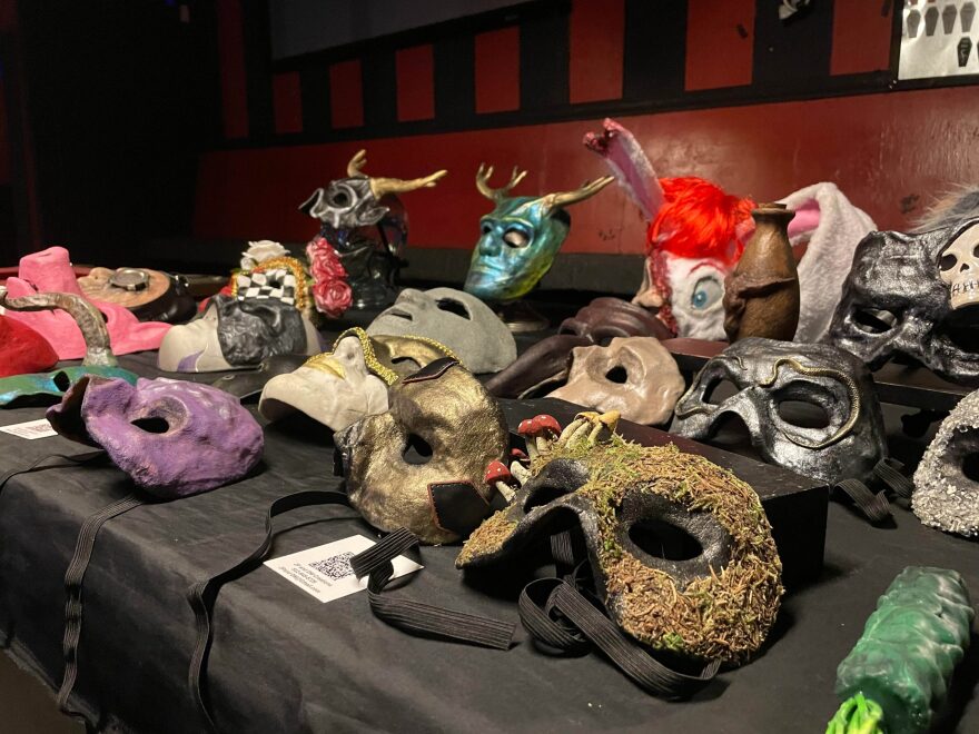 Masquerade masks on display at Elysium.