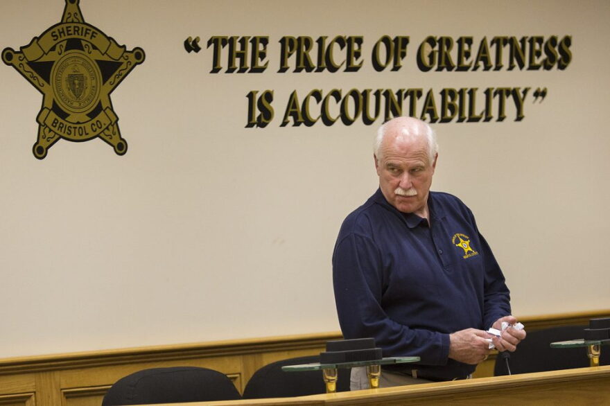 Bristol County Sheriff Thomas Hodgson during a training class conducted at Bristol County Jail and House of Correction in North Dartmouth, Massachusetts, in December 2017.