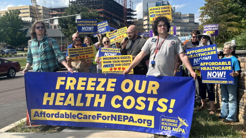 Advocates with Affordable Care for PA organized a 'Care-A-Van' trip in August to call on health insurers to freeze costs as they propose rate hikes.