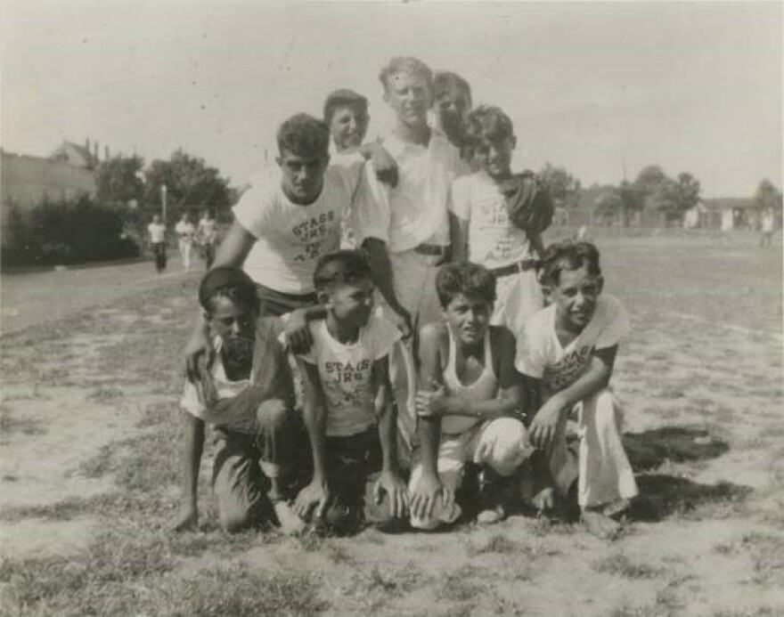 The young Lorenzo "Lawdie" Berra is far right in the bottom row of this photo of young Hill residents playing sandlot baseball.