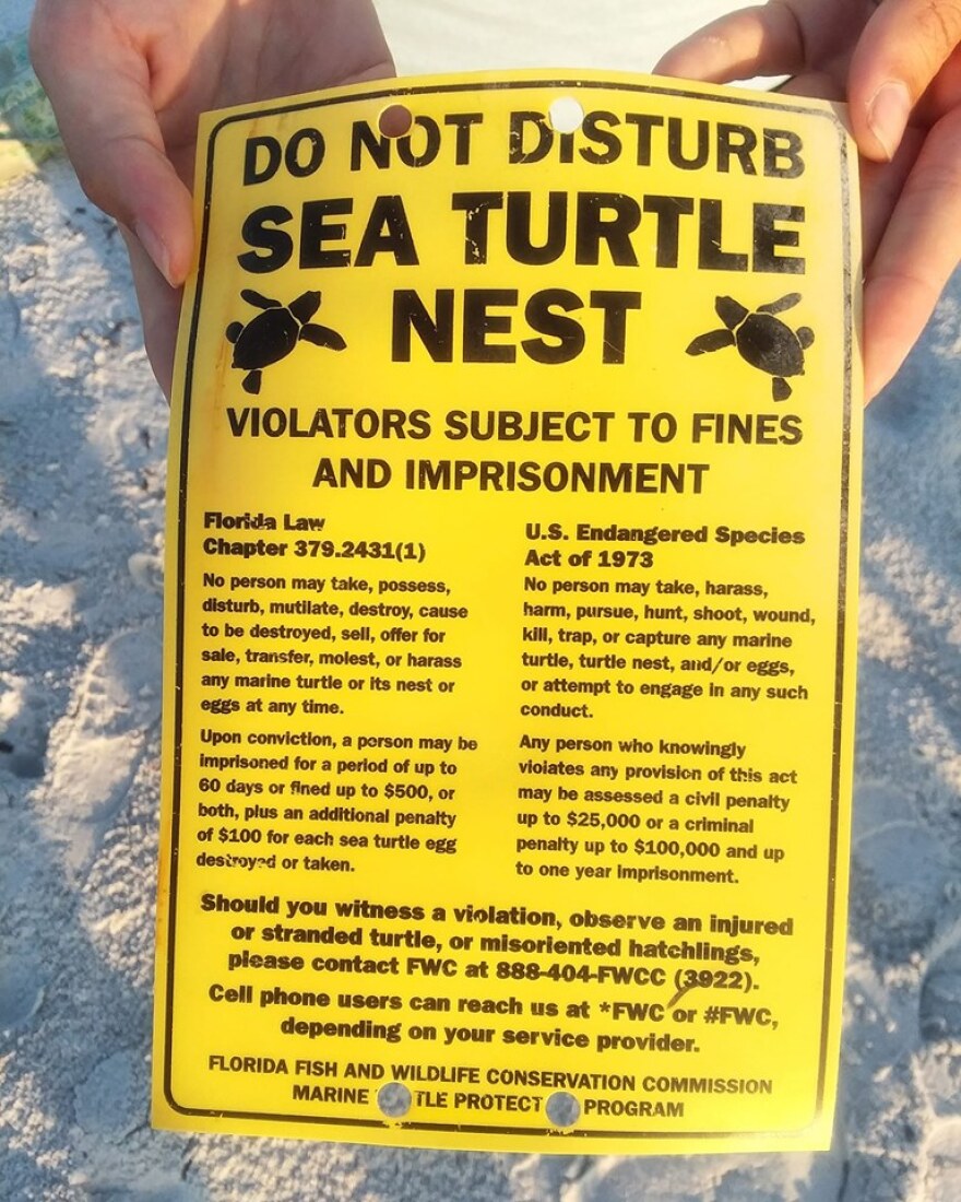 A Sea Turtle Nesting Warning Sign