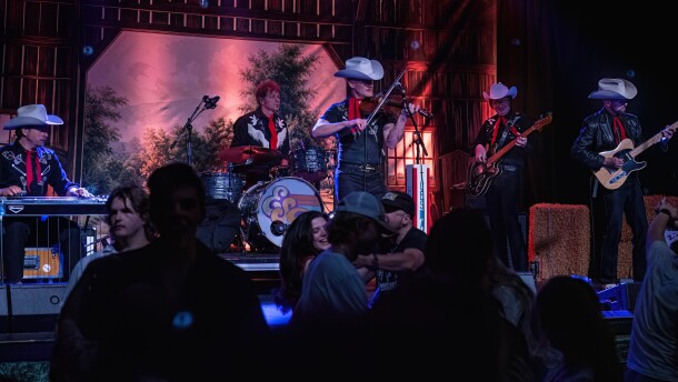 Kevin Martin, on the fiddle, leads the Cowpokes at Honky Tonk Tuesday at the Eastside Bowl in Madison, TN.