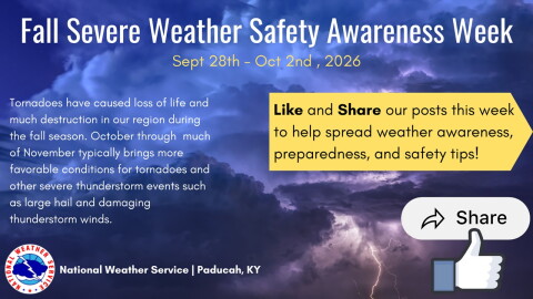 2026 Fall Severe Weather Safety Awareness Week is Sept. 28th - Oct. 2nd. 