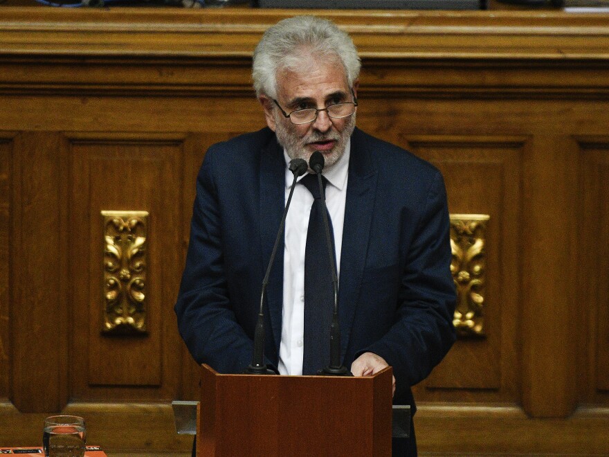 Academic Benjamín Scharifker speaks during a special session at the National Assembly during the 208th anniversary of the Venezuelan Independence declaration on July 5, 2019, in Caracas, Venezuela.