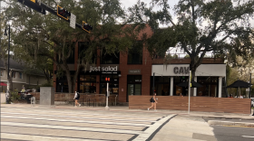 The new crosswalk is part of a multimillion dollar effort to make University Avenue safer near the University of Florida campus. (Amanda Jones/WUFT News)