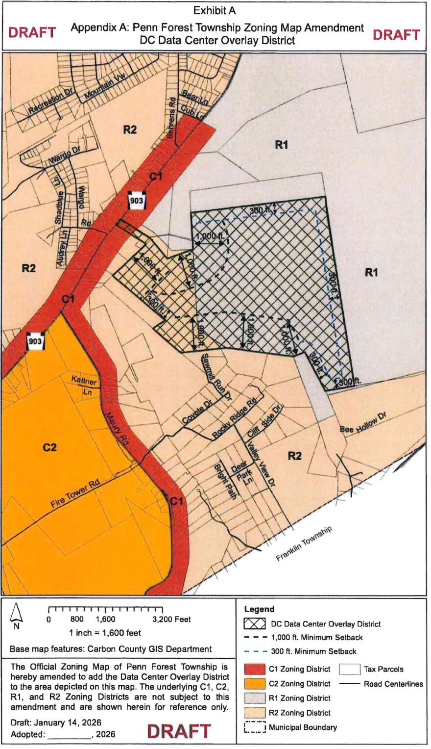 Penn Forest Twp.'s proposed data center overlay map.