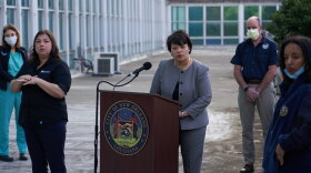 Mayor LaToya Cantrell speaks at a press conferece at City Hall. New Orleans, Louisiana.  April 14, 2020.