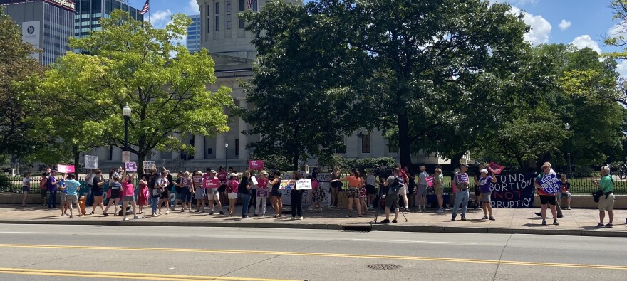 Opponents of budget at Ohio Statehouse