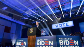 President Joe Biden speaks at a campaign event in North Las Vegas, Nev., Sunday, Feb. 4, 2024.