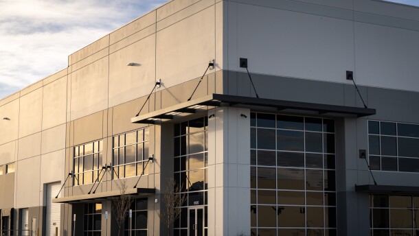 The warehouse at 6020 W 300 S in Salt Lake City, seen here March 12, 2026, was purchased by the federal government for use as a detention center.