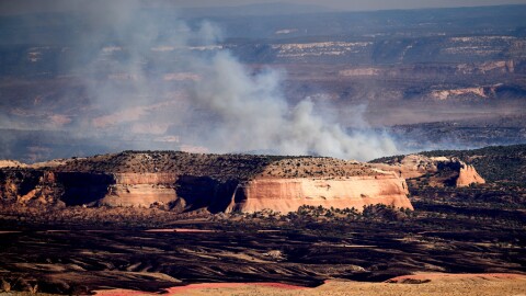 The Snyder Fire burns near Thompson Springs, Utah, on Sunday, June 28, 2026.