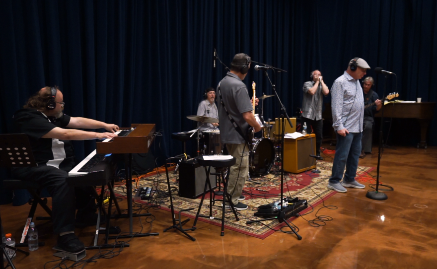 Blind Eye Willis Band performing live in WNIJ's Studio A