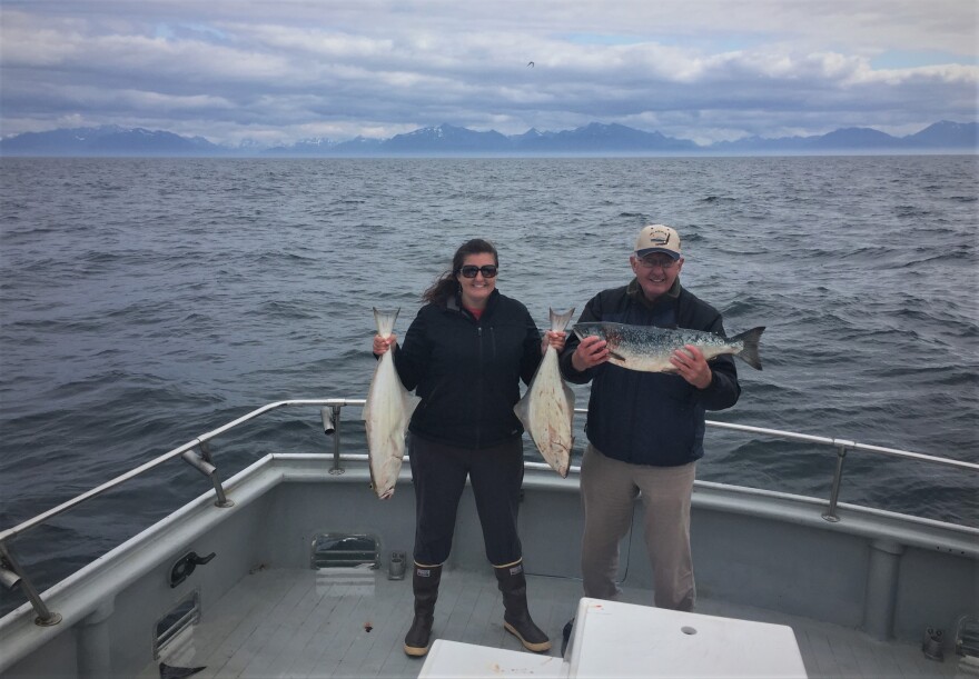 Kami and her dad, Steve, charter fishing out of Homer. (Photo courtesy of Kami Miller)