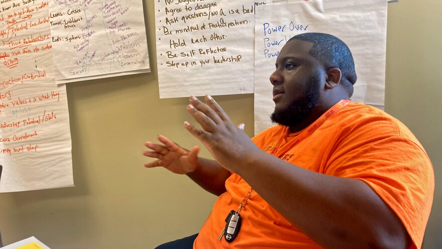 Anthony Jackson, an organizer with Step Up Louisiana working with dollar store workers, on June 29, 2022, in New Orleans.