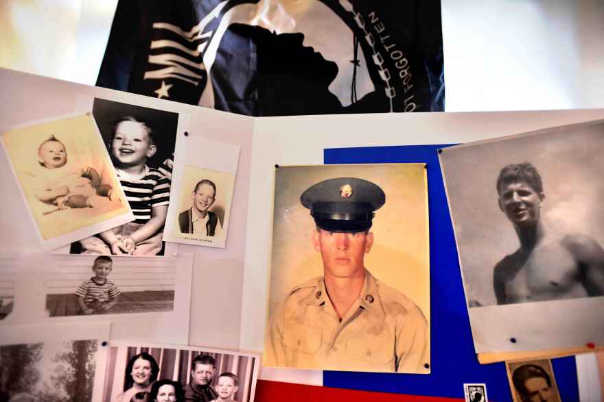 A display of Stan Newell’s life at a remembrance and celebration of Stan Newell of Pekin, a former POW in the Vietnam War. Newell died in Jan, 2024. He was remembered with a memorial service at the Marine Corps League in Pekin on Saturday, Aug.3, 2024.