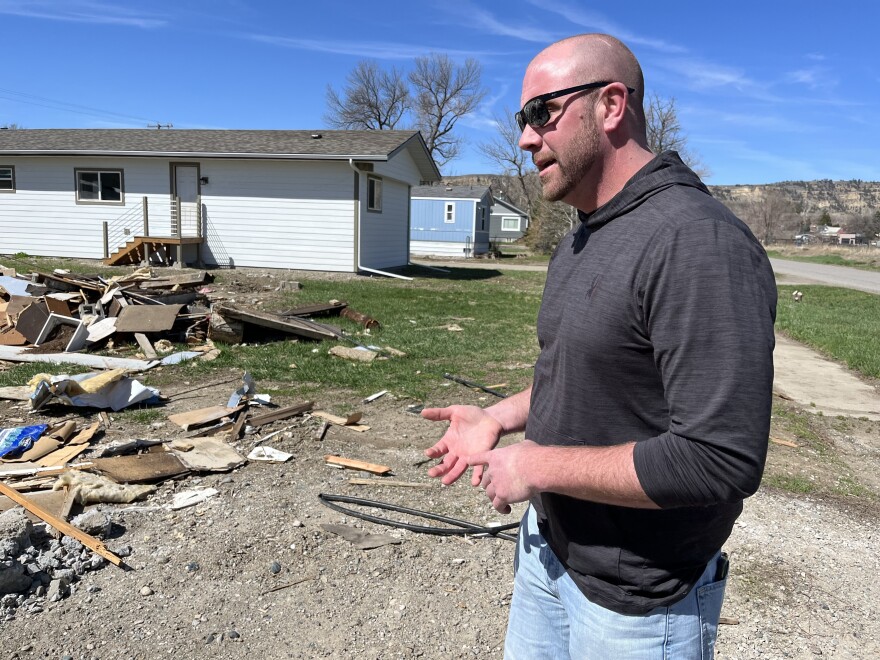 Nate Caton views the property he intends to develop in Fromberg.