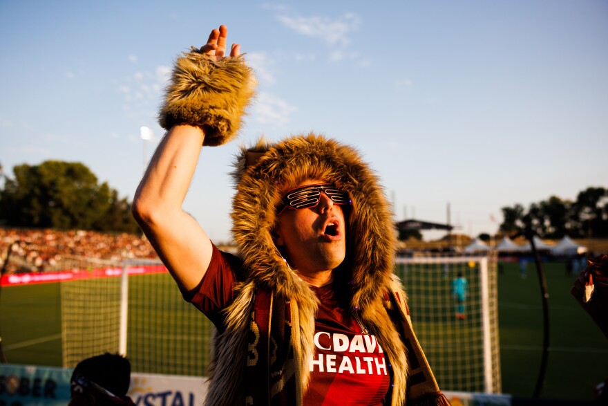 A Sacramento Republic fan cheers as the US Open semifinal game begins.