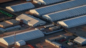 An aerial view of the Camp East Montana at Fort Bliss in El Paso in September 2025.