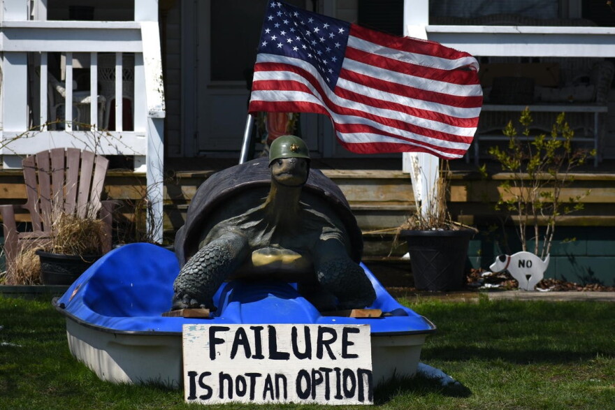 A home near Ligonier, Indiana, has an encouraging yard decoration.