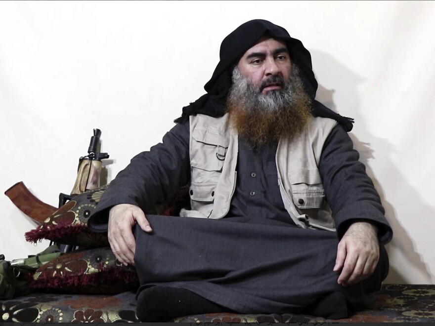 This image made from video posted on a militant website on April 29 purports to show ISIS leader Abu Bakr al-Baghdadi, being interviewed by his group's Al-Furqan media outlet.