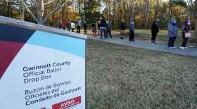 Voters stand in line to cast their ballots during the first day of early voting in the U.S. Senate runoffs at Lenora Park in Atlanta in December 2020. CREDIT: Tami Chappell/AFP via Getty Images