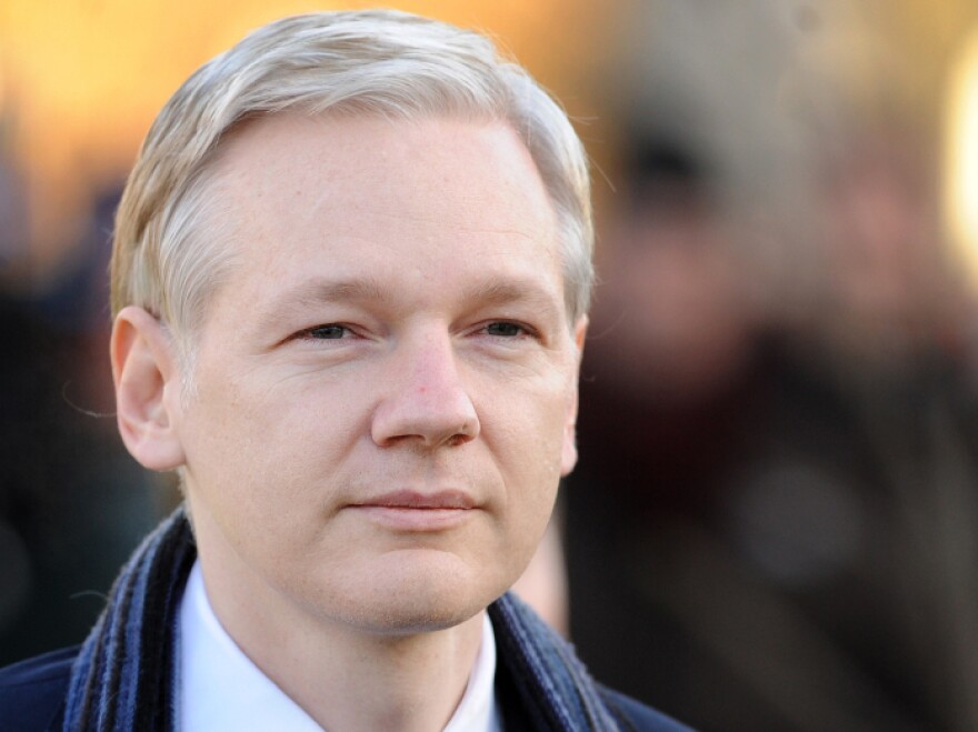 WikiLeaks founder Julian Assange as he arrived at Belmarsh Magistrates' Court, in south-east London, earlier today (Feb. 8, 2011).