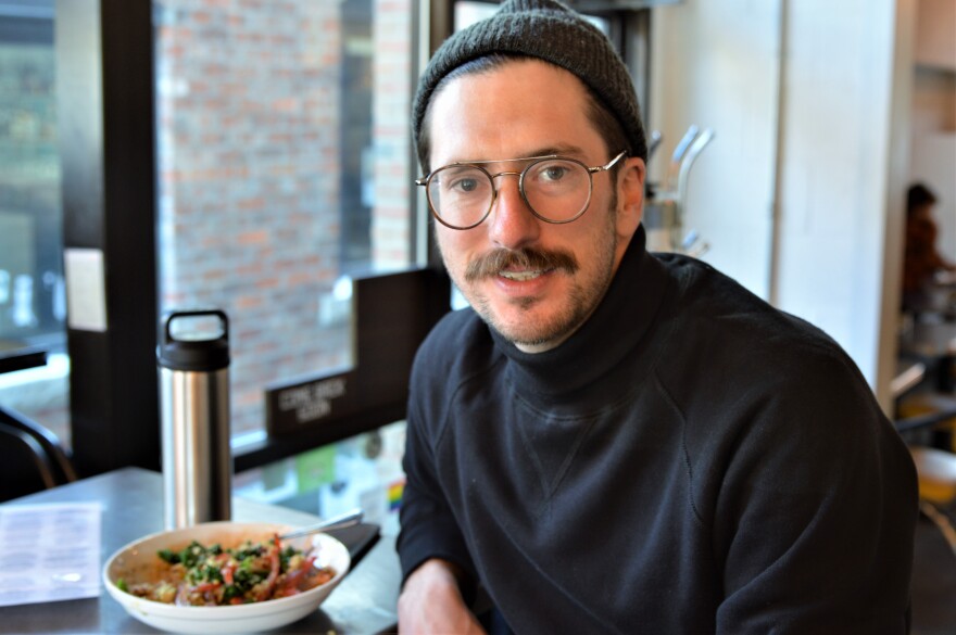Drew Johnson says he's eating more plant-based food out of concern for the environment.