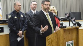 McLean County State's Attorney Don Knapp speaks to reporters Wednesday, Nov. 20, 2019, in Normal after the conviction of Cynthia Baker in Rica Rountree's death. 
