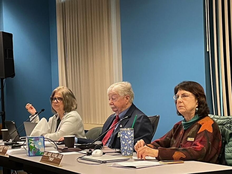 Commissioners Lorna Smith (from left), Woody Myers and Melanie Rowland listen to public comments at the Washington Fish and Wildlife Commission meeting on Feb. 13, 2026.