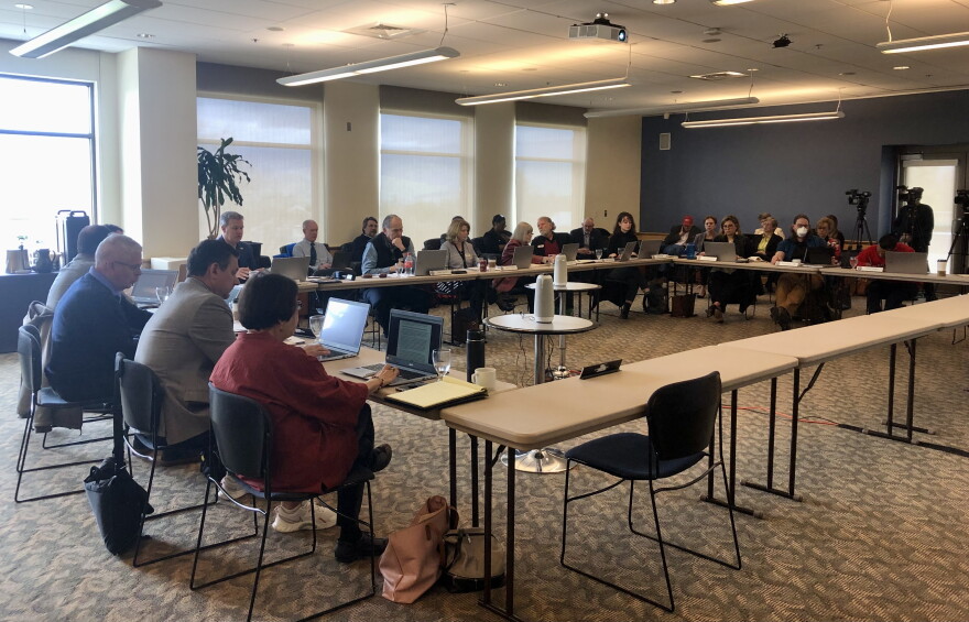  SOU's Board of Trustees meets in Hannon Library to discuss the realignment plan. 