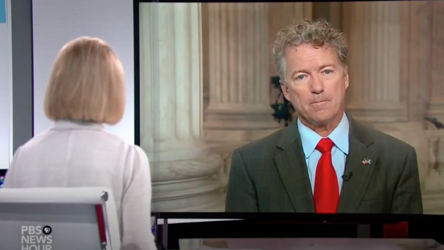 Kentucky Senator Rand Paul appears on 'PBS News Hour' Monday evening.