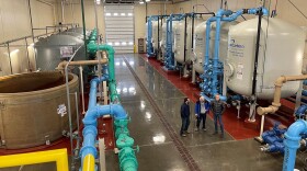 The interior of Bemidji's water treatment plant, which had the first The greensand filters for iron and manganese treatment are on the left and the granular activated carbon filters for the removal of PFAS on the right.
