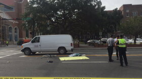 University Ave. remains shutdown due to a crash at 17 St. (Photo by Delaney Kline/WUFT News).