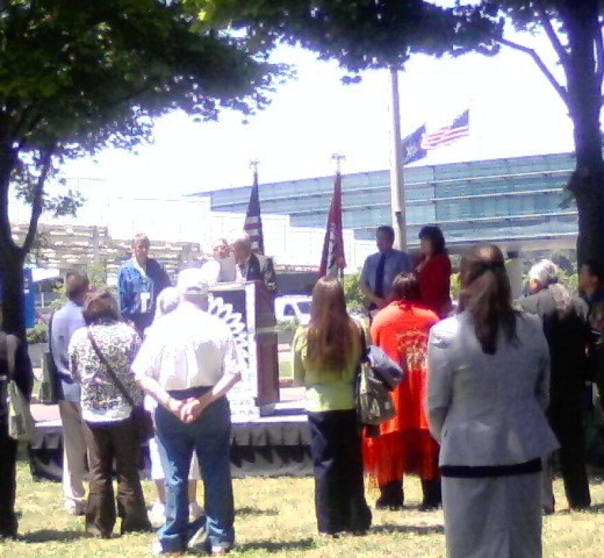 Native American leaders gathered in Niagara Falls, NY Monday near the Rainbow Bridge to address border issues