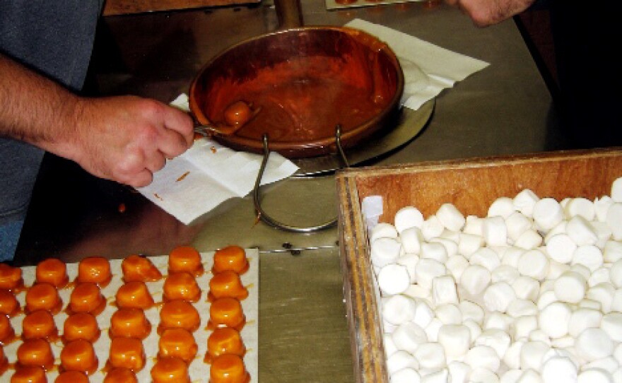 Muth's Candies sells thousands of pounds of Modjeskas annually. Each marshmallow is dipped in a secret caramel mixture by hand.