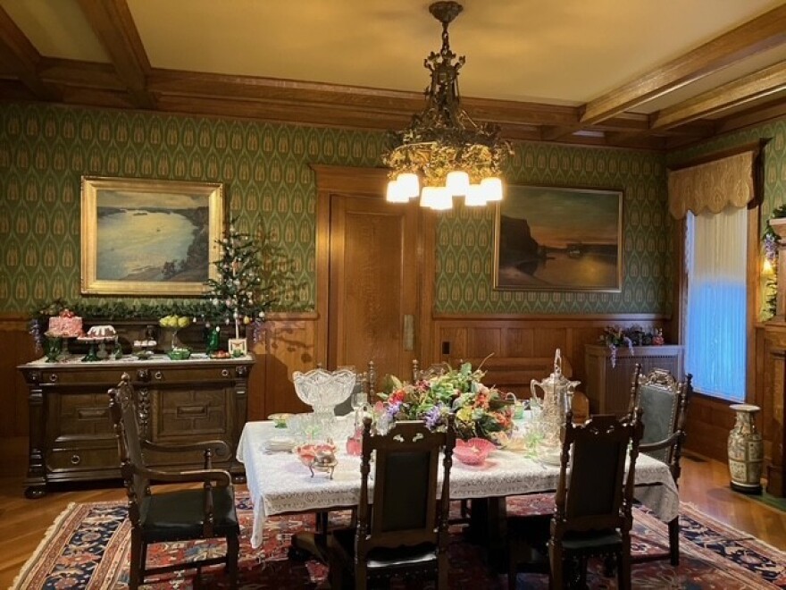 The 1908 mansion's dining room, at Muscatine Art Center.