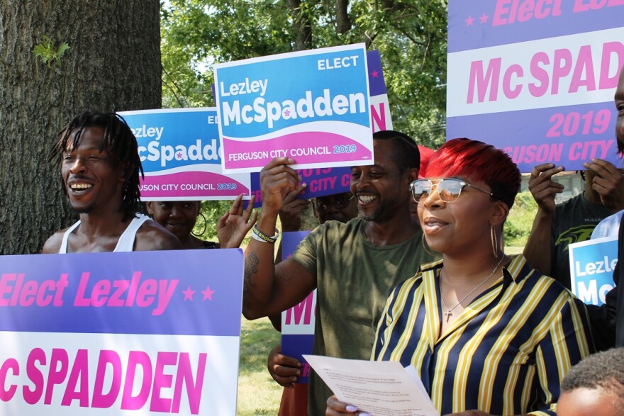 Lezley McSpadden, the mother of Michael Brown, stands near the memorial to her son on August 10, 2018 to announce that she will run for Ferguson City Council. Aug. 10, 2018