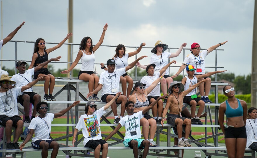 Students of Charles W. Flanagan High School's marching band, The Falcon Sound, at practice, 2026.