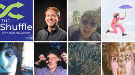 Decorative collage of artists and album art