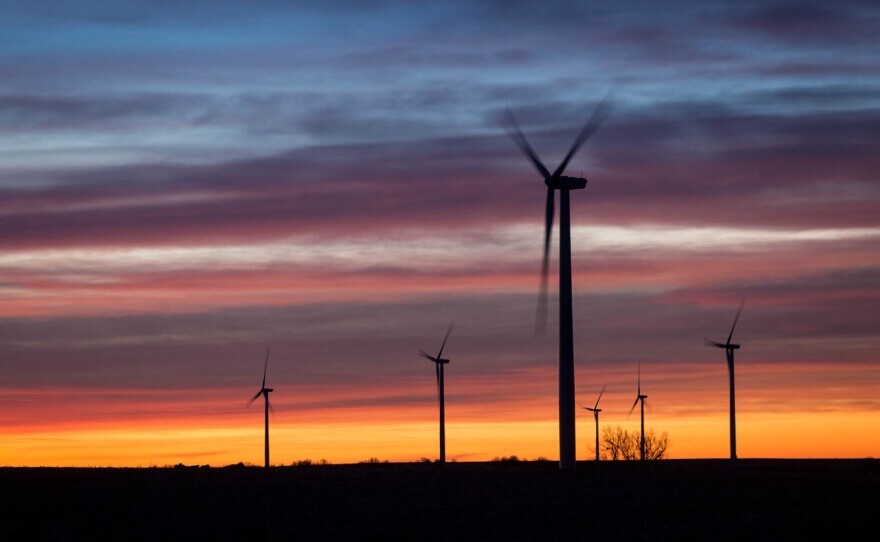 Wind farm off I-70 near Hays (Photo by Brian Grimmett, KMUW) 