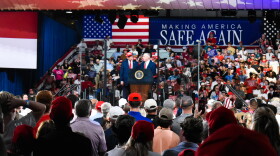 President Trump invited Senate candidate Michael Whatley back up to the stage during his remarks.