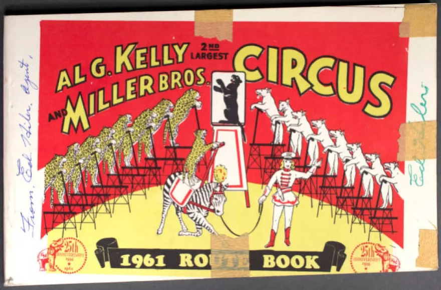 A 1961 circus route book from the Al G. Kelly and Miller Bros. Circus