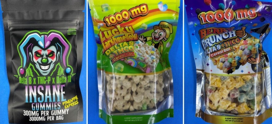 A sampling of hemp products inspected by the Virginia Department of Agriculture and Consumer Services as part of a crackdown on hemp-based edibles. (Photos courtesy of VDACS)