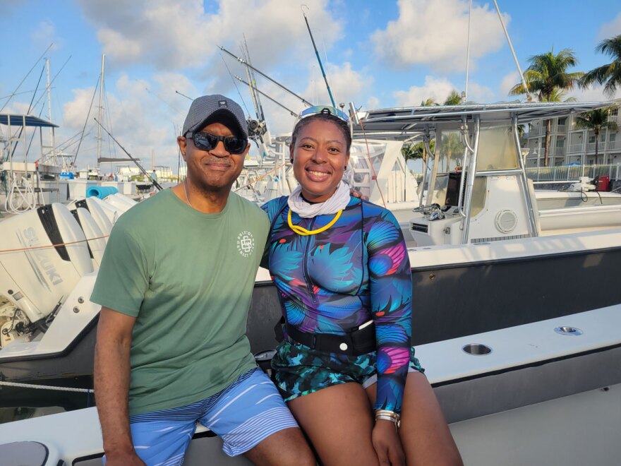 Michael Cottman and Dr. Ayana Flewellen before the dive