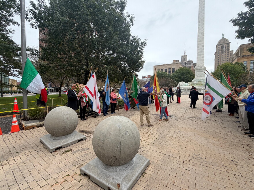 Italian Americans gather at Niagara Square to kick off Italian Heritage Month.
