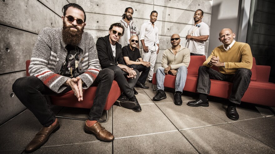 The SFJAZZ Collective: (L-R) Avishai Cohen, Matt Penman, Obed Calvaire, Miguel Zenón, David Sánchez, Robin Eubanks, Warren Wolf, Edward Simon.