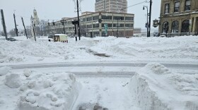 Downtown Pittsfield, Massachusetts, buried in snow on the morning of January 26, 2026.