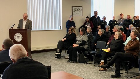 Town of Erwin resident Bill Mattingly addresses the Steuben County Legislature to demand the county stop all cooperation with Immigration and Customs Enforcement and rescind the two 287(g) agreements.