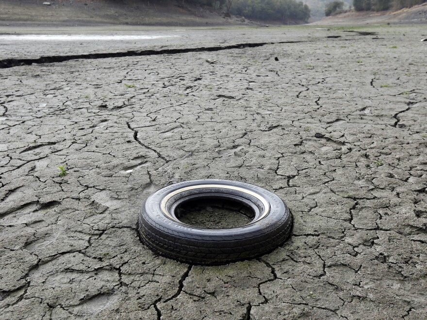 The cracked-dry bed of the Almaden Reservoir in San Jose, Calif., in 2014.